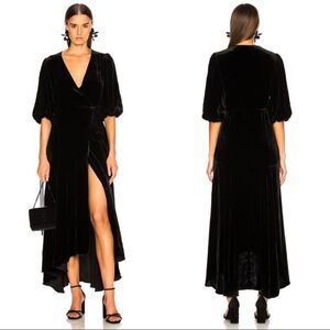 Ganni aldine velvet silk blend Wrap Maxi dress size 34/US2